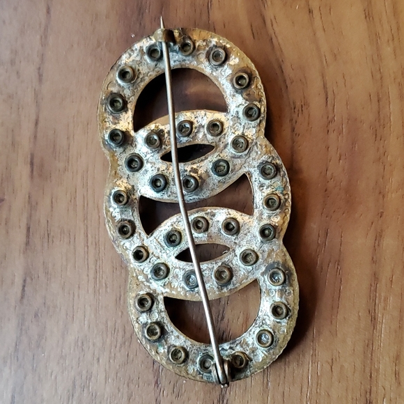 Victorian Era Clear Rhinstone Large Antique Brooch - Picture 2 of 4